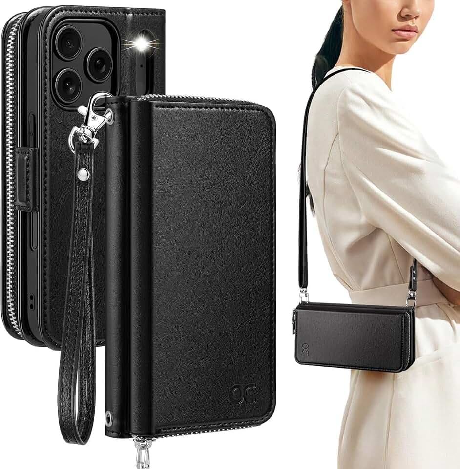 OCASE Crossbody Wallet Case for iPhone 18 Pro/17 Pro, Black