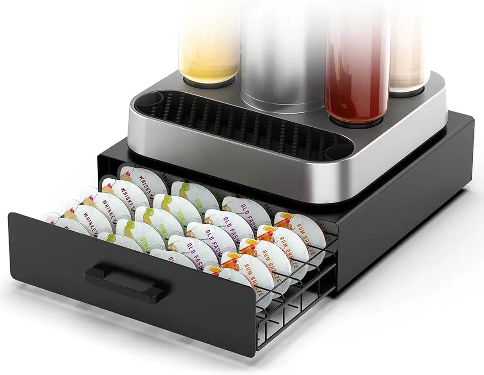 Aufbewahrungsschublade für Bartesian Pods, ZECENN Cocktail Pod Halter für Bartesian Kapseln, kompatibel mit Bev by Black+Decker Cocktailmaschine, hält 36 Pods, Bar-Zubehör,Schwarz