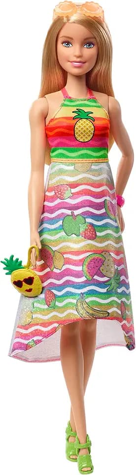 Barbie GBK18 Loves Crayola Fruchtiger Farbenmix Puppe und Moden, Puppen Spielzeug ab 5 Jahren