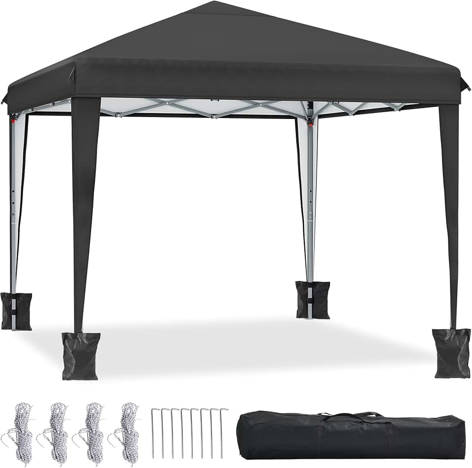 YITAHOME 3X3Meter Outdoor Pop Up-Pavillon mit Seite Faltpavillon, Wasserdichter Faltbarer Gartenpavillon Für Alle Jahreszeiten Camping Pavillon Anti-uv Mit Kostenlosen Höhenverstellbaren Party Märkte