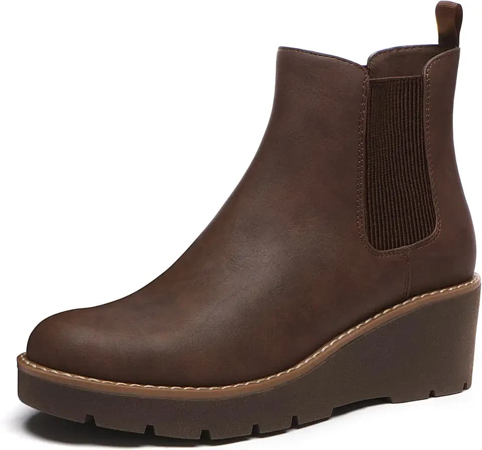 Athlefit Women's Platform Wedge Chelsea Ankle Boots