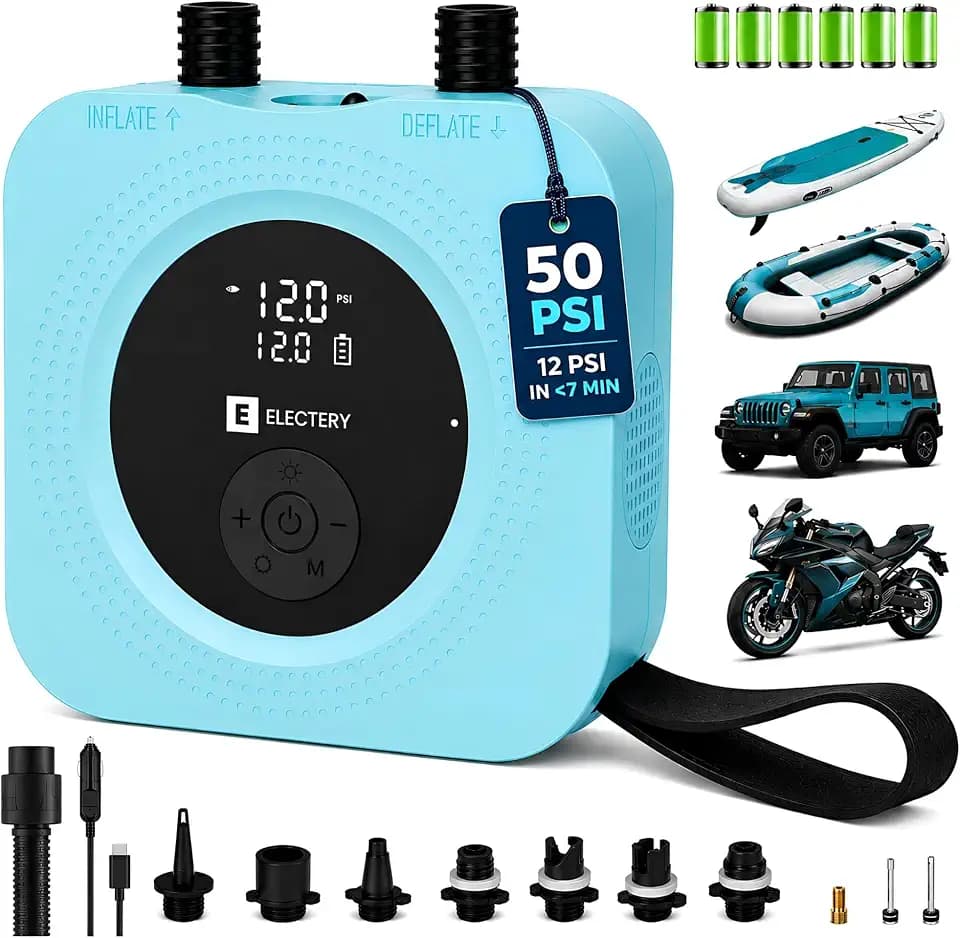 Paddle Board Electric Pump, 50 PSI Rechargeable SUP Pump