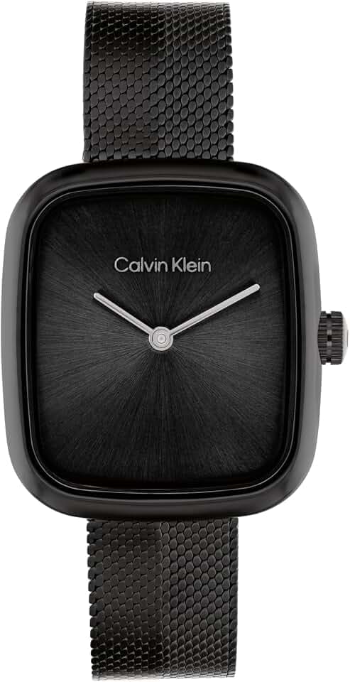 Calvin Klein 2-Zeiger-Quarzuhr für Damen CK Adore Kollektion mit Edelstahl-Mesh-Armband - Erhältlich in Silber, Gold, Schwarz oder Roségold