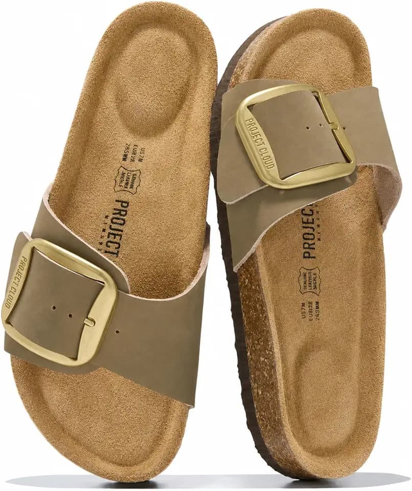 100% Genuine Leather Womens Sandals Womens Slides Comfortable Slide Sandals
