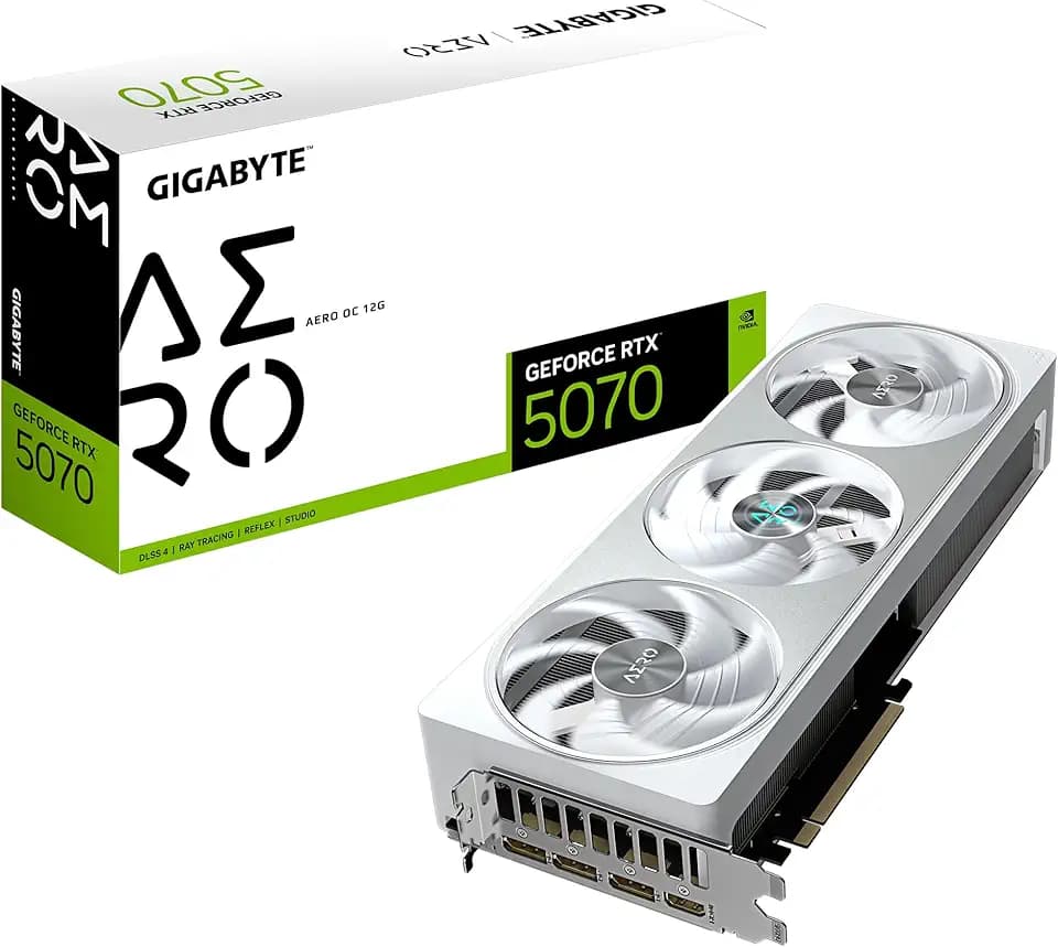 Gigabyte GeForce RTX 5070 AERO OC 12G Graphics Card - 12GB GDDR7, 192bit, PCI-E 5.0, 2625 MHz Core Clock, 3 x DP 2.1a, 1 x HDMI 2.1b, NVIDIA DLSS 4, GV-N5070AERO OC-12GD
