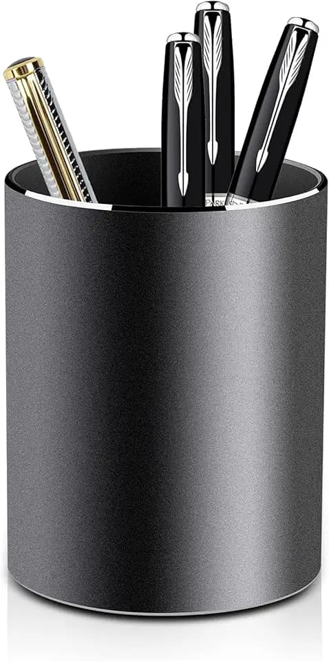 VAYDEER Stiftehalter aus Aluminium, rund, 8x10 cm, Schwarz