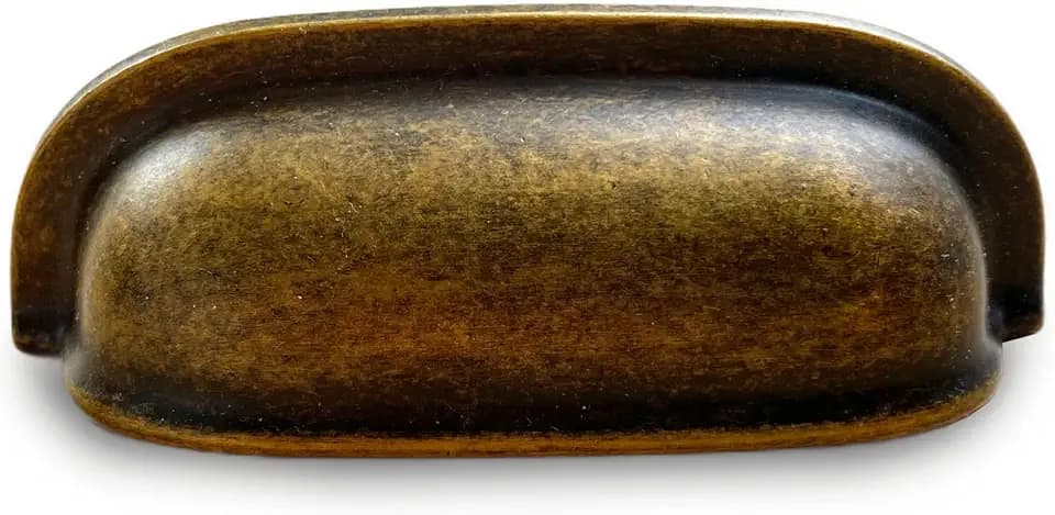 Antique Brass Cabinet Cup Pulls, 10 Pack 2.5 inch Drawer Pulls, Vintage Farmhouse Kitchen Cabinet Handles for Dresser, Cupboard & Bathroom Vanity