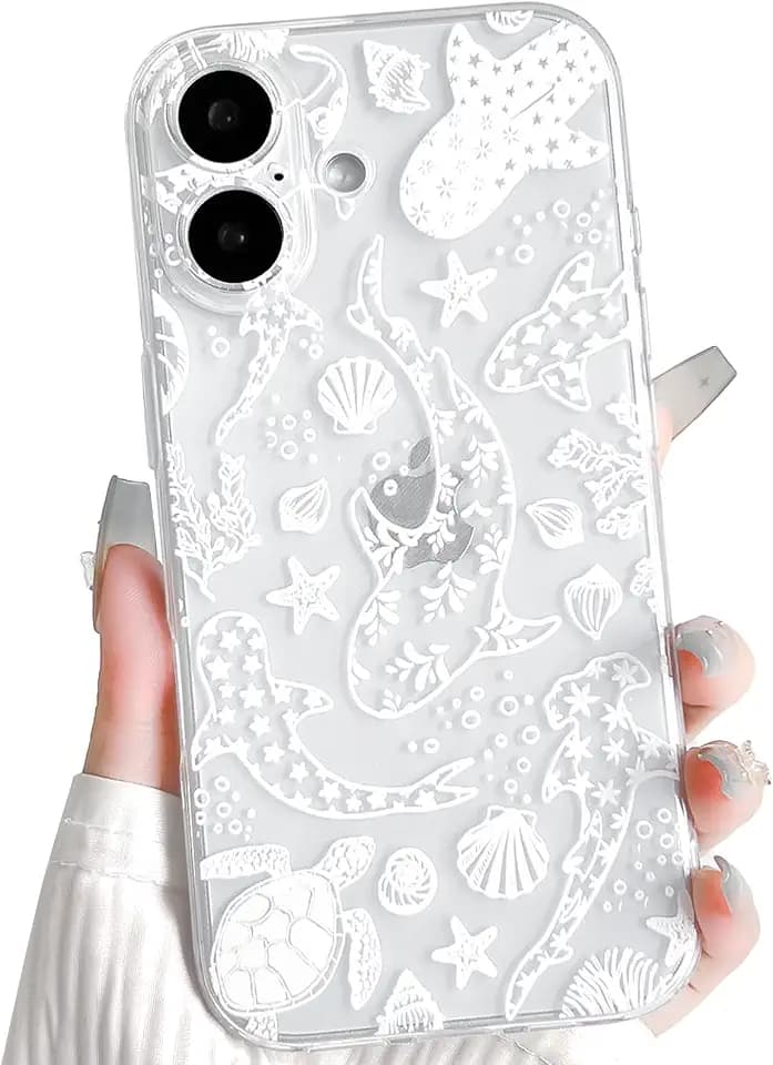 NITITOP for iPhone 17 Case Clear Sea Animal - White Turtle