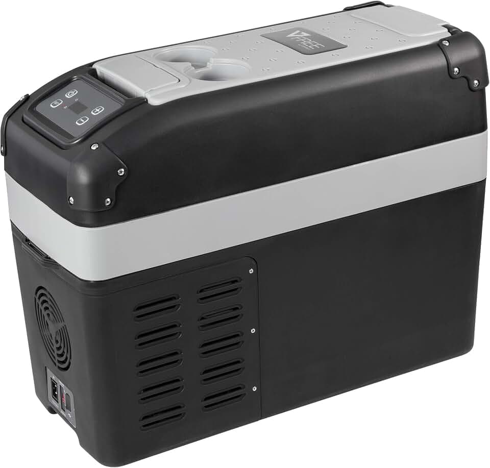 Vitrifrigo VF16P Tragbarer Kühlschrank mit Freezer, 16 Liter, Farbe Hellgrau/Dunkelgrau