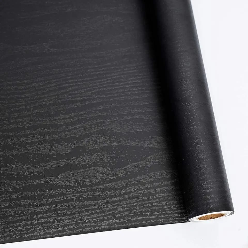 Abyssaly Black Wood Contact Paper Peel and Stick Wallpaper for Cabinets