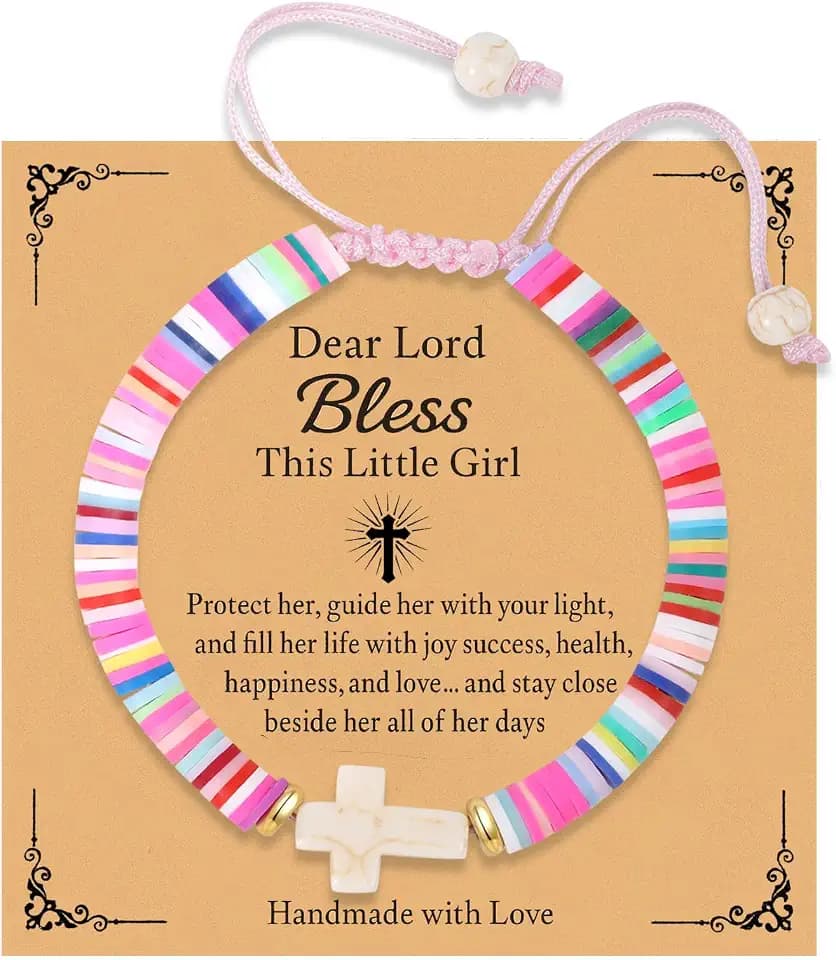 Smilelife Religious Christian Gifts for Women Girls Dear Lord Bless The Little Girl Cross Bracelet Christmas Catholic Communion Baptism Back to School Gifts
