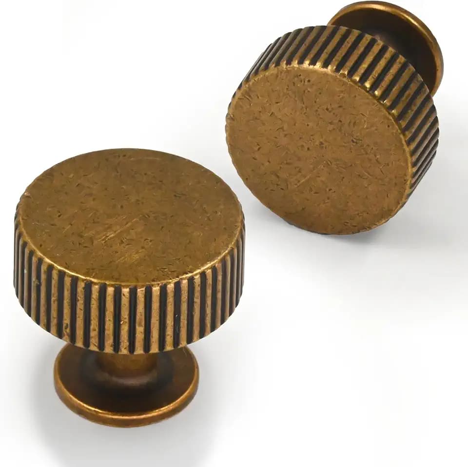10 Pack Antique Brass Round Cabinet Knobs and Drawer Pulls