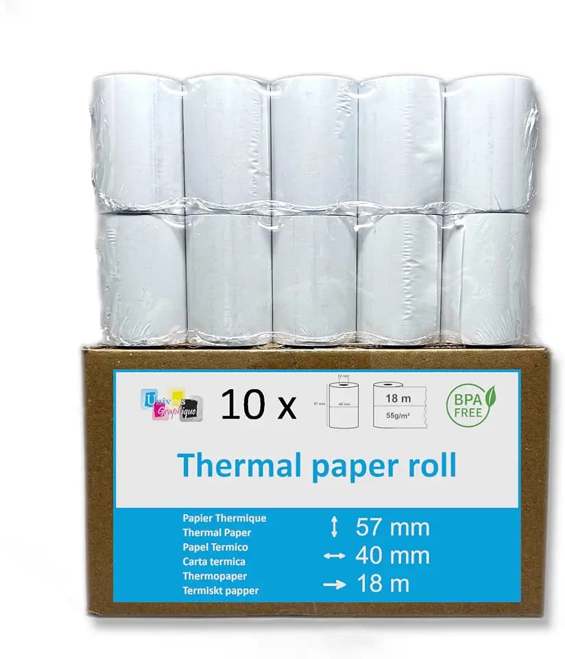 10 EC-Cash Thermorollen 57 x 40 x 12 für EC-Geräte mit Thermodrucker und Rechner, Thermopapier EC-Cash Bonrolle Ø40 mm