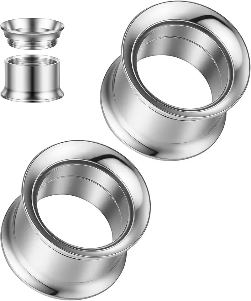 Surigcal Stainless Steel Ear Gauges Tunnels - Internally Threaded Plugs For Ears - Internally Threaded Ear Gauges For Men Women - Double Flare Internal Thread Screw-Fit Gauge Flesh Tunnel Earrings