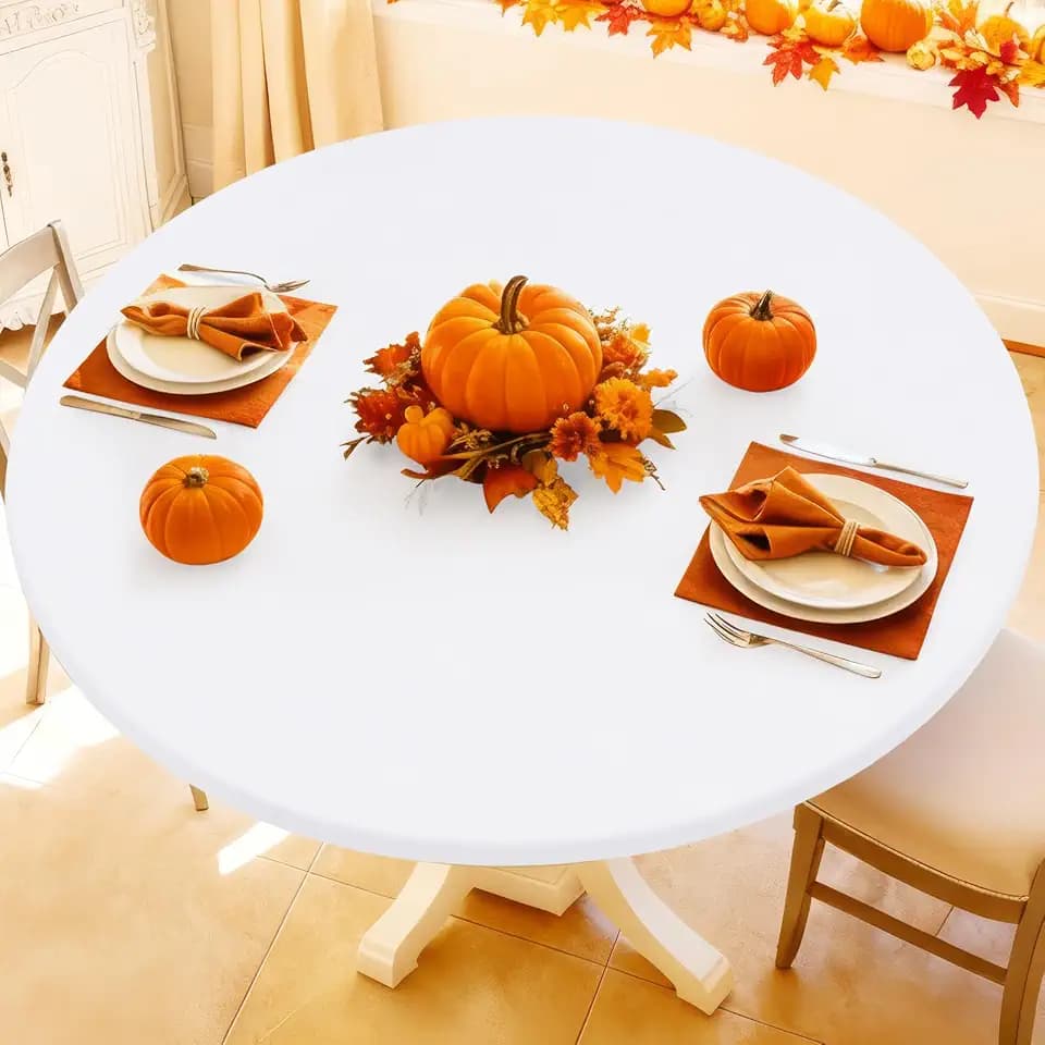 Moosfor Spandex Round Tablecloth, Fitted Table Cloth for 57"-68" Tables