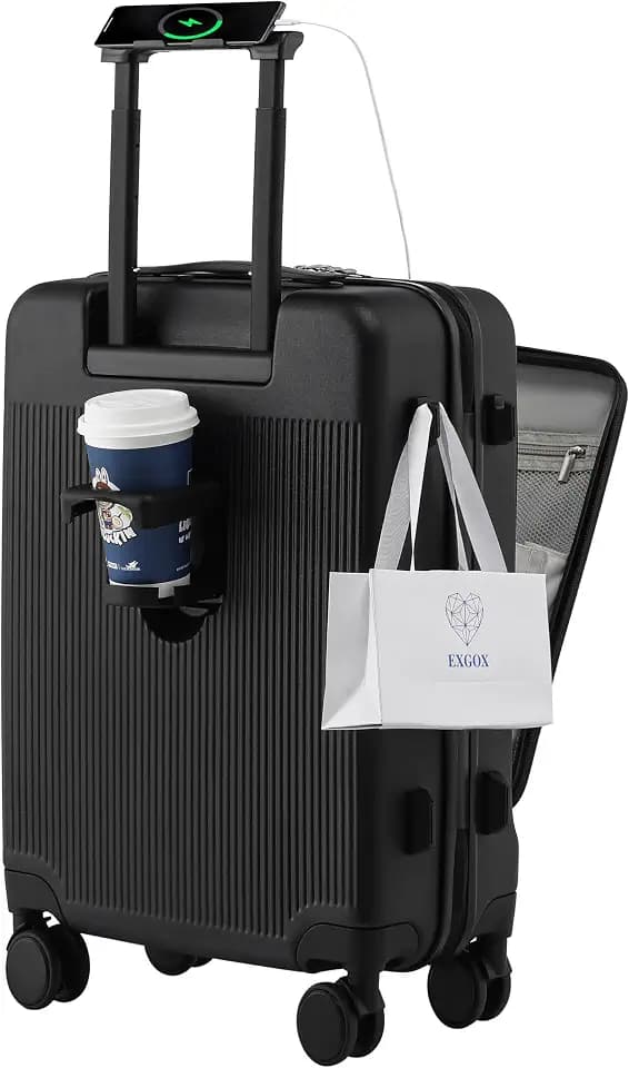 HUIDA Handgepäckkoffer 20 Zoll mit Laptopfach und USB-Ladegerät & TSA