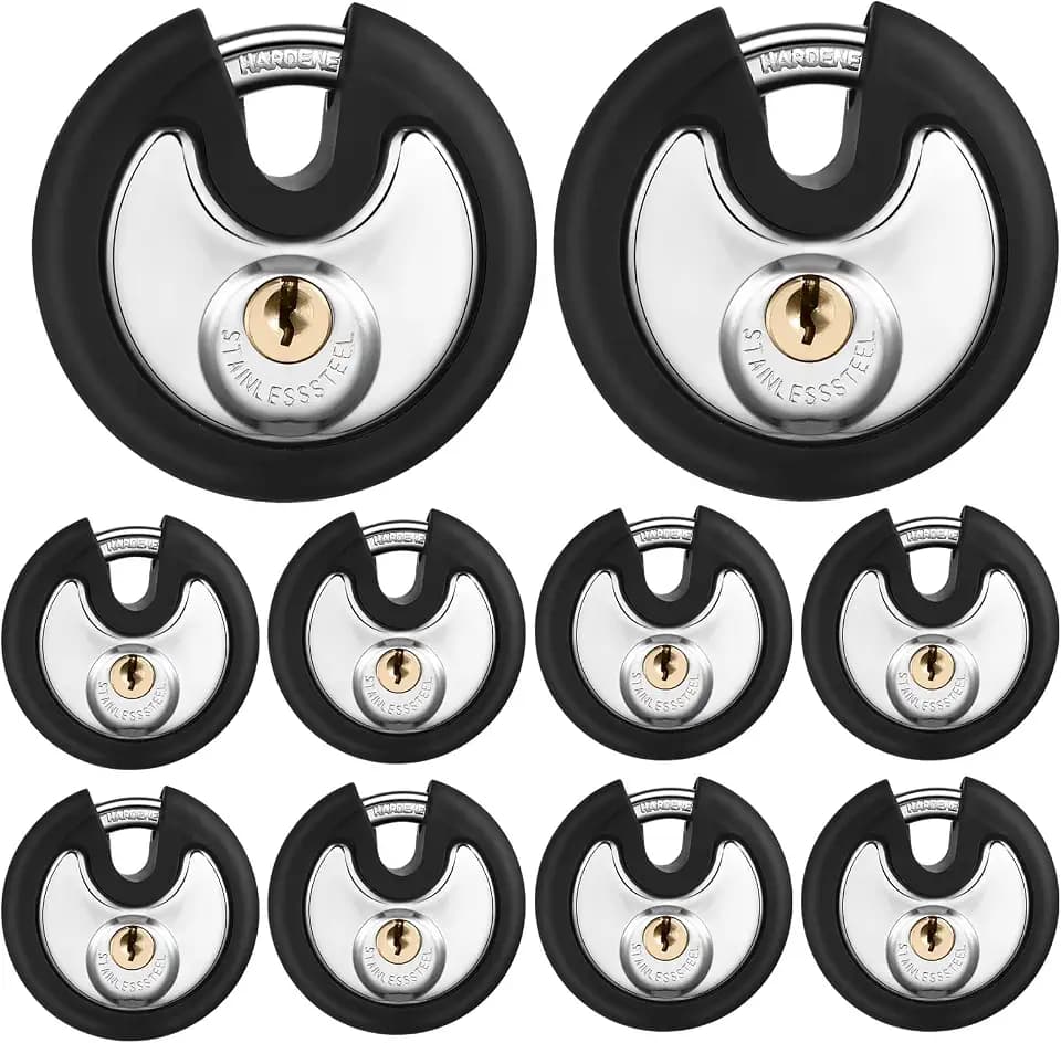 Chumia Keyed Alike Disc Storage Unit Lock 2-3/4", 10 Pack, Black