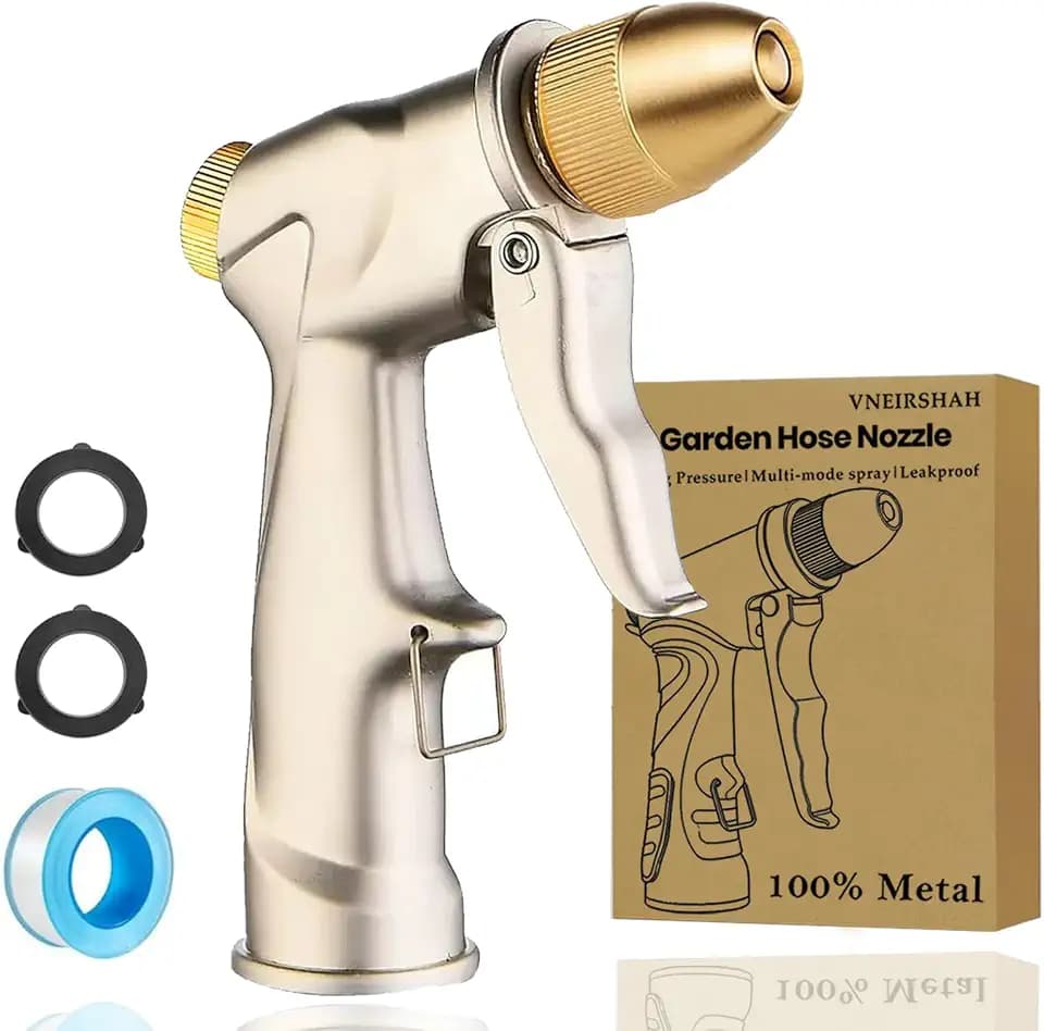 Heavy Duty Metal Hose Nozzle, High Pressure Garden Hose Nozzle