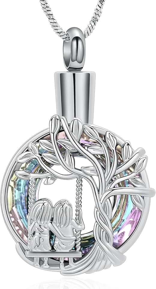 Yinplsmemory Cremation Jewelry Tree of Life Urn Necklace for Women Ashes Keepsake Jewelry for Sister for Ashes