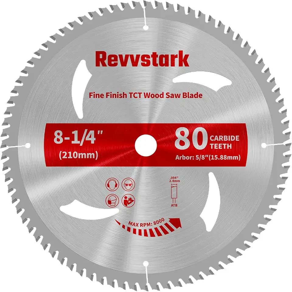 Revvsatrk Circular Saw Blade 8-1/4" 80T for Cutting Wood, 5/8" Arbor