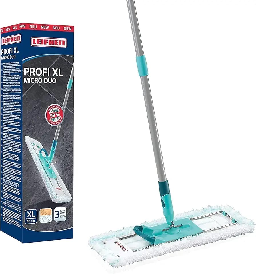 Leifheit Bodenwischer Profi XL, Fußklick-System, Wischmopp 42 cm, waschbar