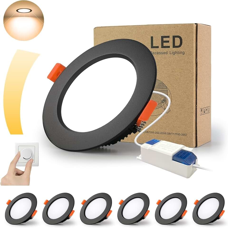 BAGZY LED Einbaustrahler Dimmbar 230V Schwarz Spots Flach 7W IP44 Bad Einbauleuchten Deckenspots Deckenstrahler 700lm Warmweiß 3000K Einbauspots für Badezimmer Küche Wohnzimmer 6er Set