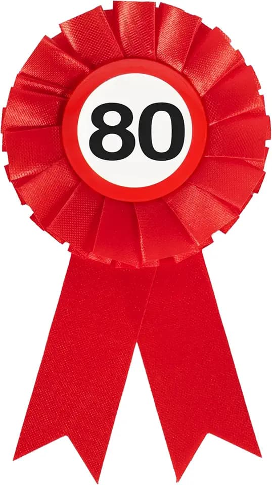 Geschenk 80. Geburtstag – rot-weißer Anstecker Verkehrszeichen