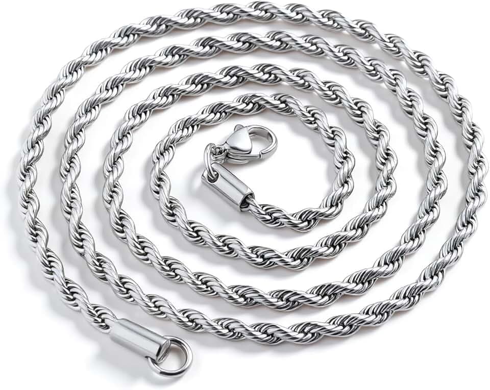 DVRK® Silberkette Herren 55 cm Wasser- und Schweißbeständig - Kette Silber Herren mit Basis aus Edelstahl 316L - Halskette Figaro, Kordel & Kubaner Stil - Schmuck für Männer
