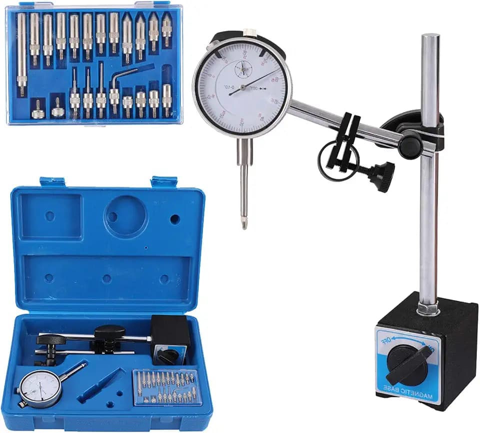 Qnkaa Dial Indicator with Magnetic Base Holder 0-1" Dial Gauge 0.001"