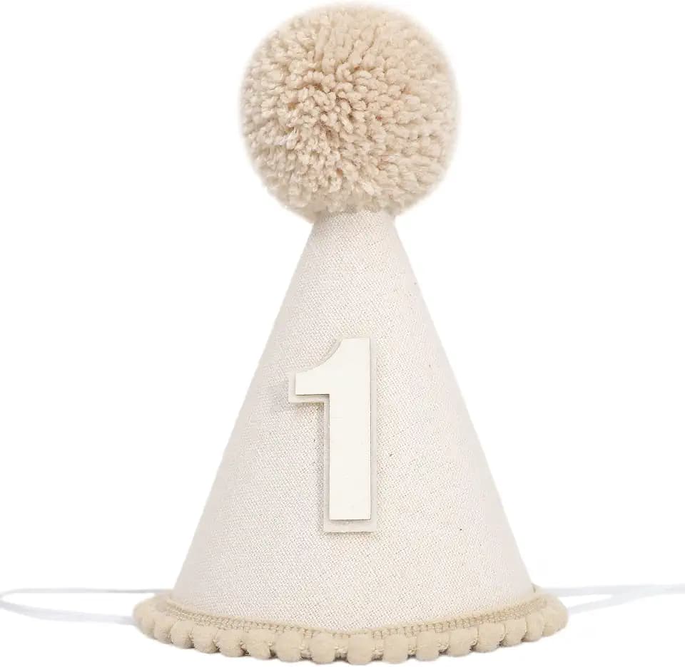 Boho First Birthday Hat-Natural 1st Birthday Boho Decorations,One Birthday Costume Headwear,Cake Smash Photo Prop