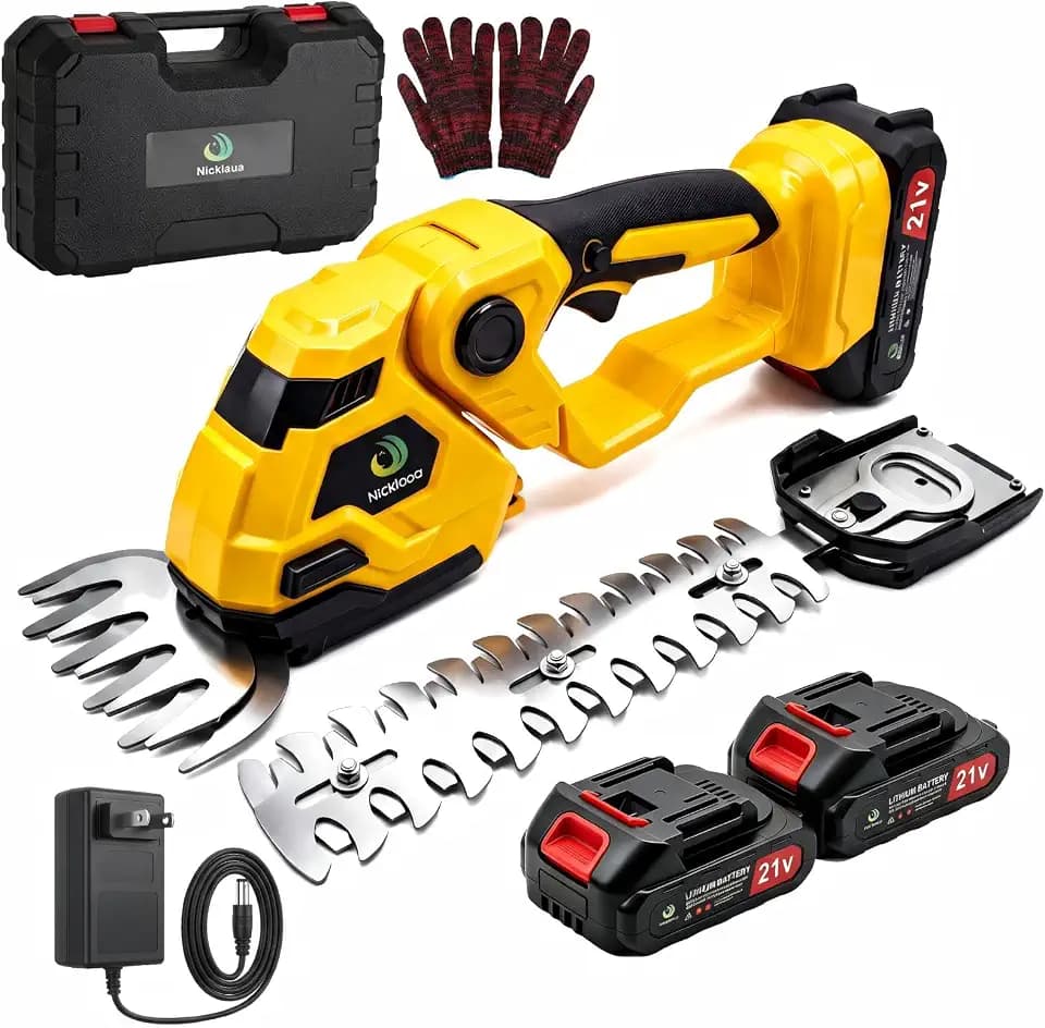 Cordless Hedge Trimmer, 2-in-1 Cordless Grass Shear & Hedge Shear/Shrub Trimmer with 8.9” Hedge Blade & 5.1”Grass Trimmer, Hedge Shear with 2 Rechargeable Batteries and Charger for Yard, Lawn