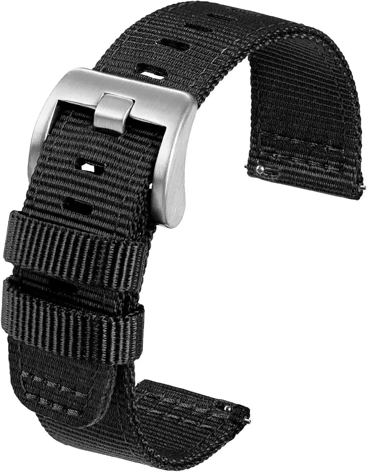 TACTICAL FROG Nylon Watch Band 24mm Watch Strap Replacement for Men Women Military Watch Straps With Stainless Steel Buckle,Blackgrey