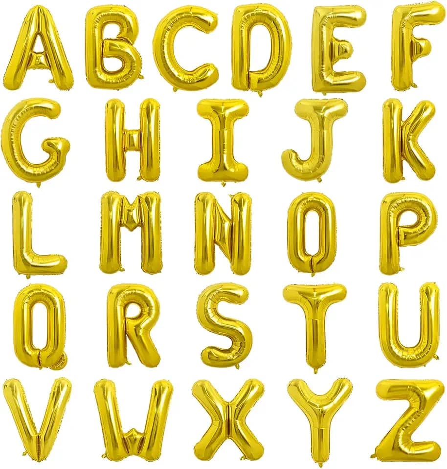 TONIFUL Gold Letter Balloons 2 Set 16 Inch A-Z Custom Alphabet Banner