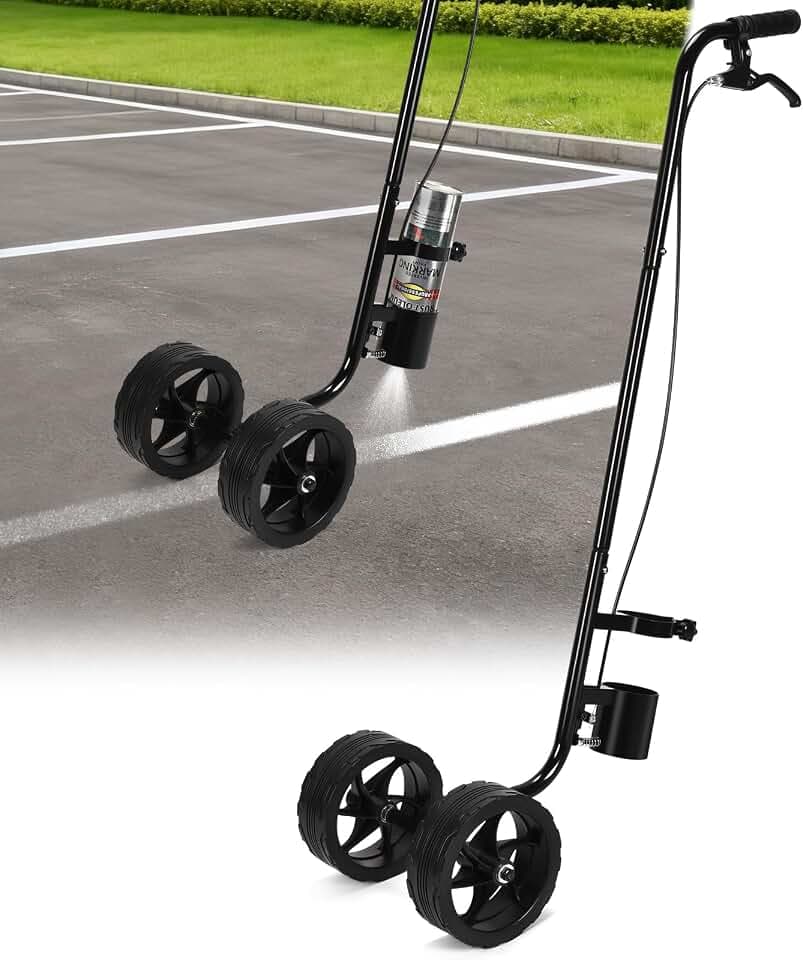 CAROD Marking Paint Wand, Dual-Wheel Line Marking Wand Sprayer Compatible with Inverted Marking Paint, Side Push Marking Stick for Ground Sport Field Parking Lot Spray Applicator