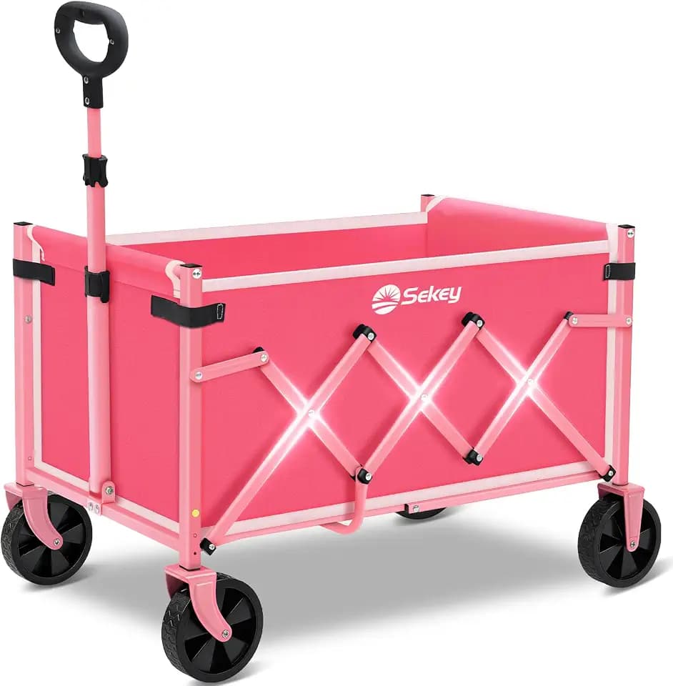 Sekey Lightweight Collapsible Wagon, 220 lb Capacity, Quick-Fold Cart