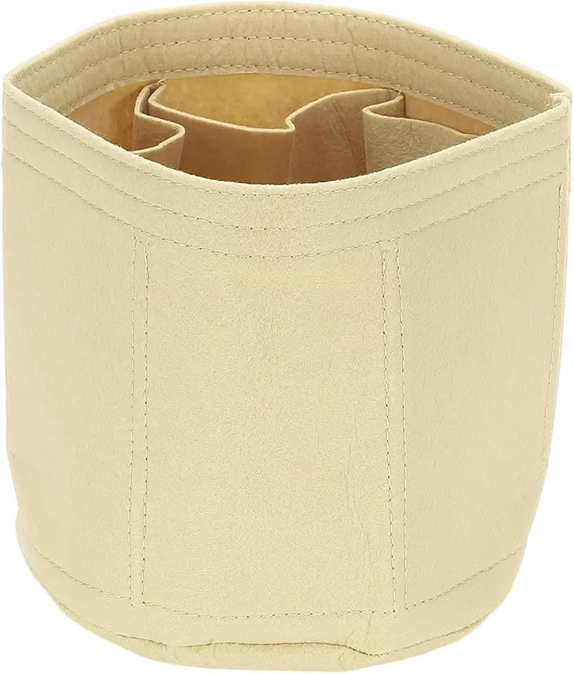uxcell Purse Organizer Insert, 8" x 8" Portable Felt Organizer Bags Round Multiple Compartments Purse Liner for Bucket Bag, Domed Satchel, Tote Bag, Handbag Shaper, Beige