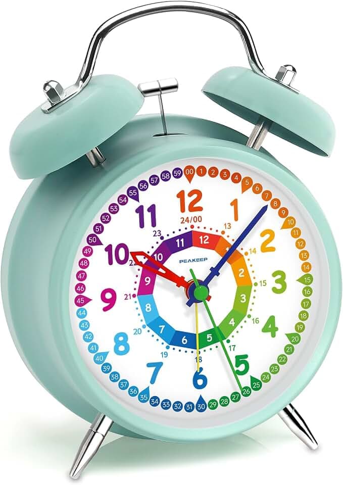 Peakeep Learning Clock for Kids Time Teaching, Loud Alarm to Wake Up