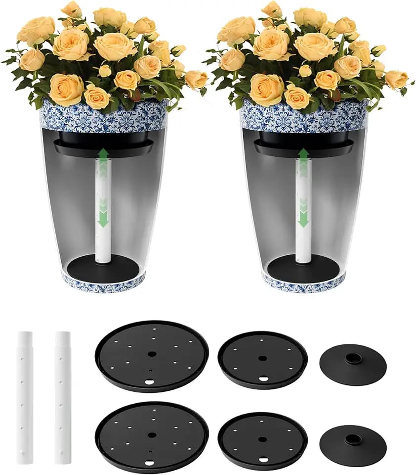 Adjustable Height Planter Inserts - Planter Inserts for Large Pots, Tall Tapered Plant Riser for Inside Pots (11-17” Rise，2-Pack)