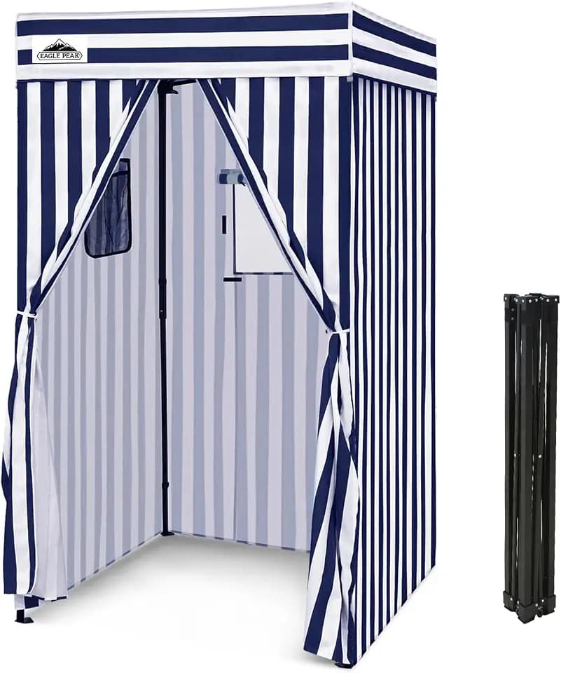 EAGLE PEAK 4x4 Pop Up Changing Tent, Flat Top Changing Room, White/Blue