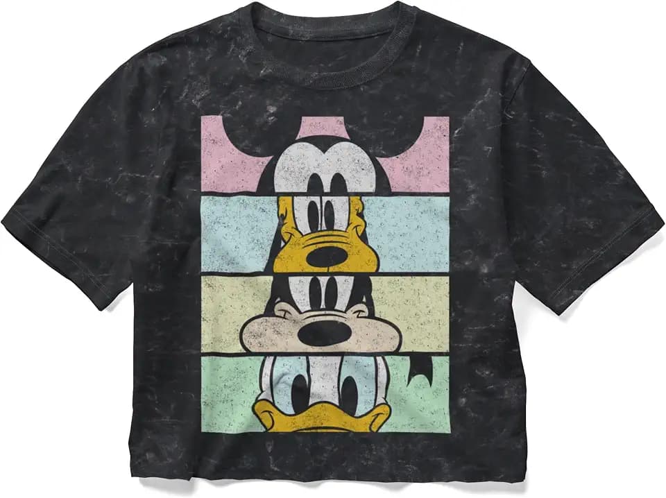 Disney Women's Disney Characters Crew Crop Women's Mineral Wash Short Sleeve Crop Tee