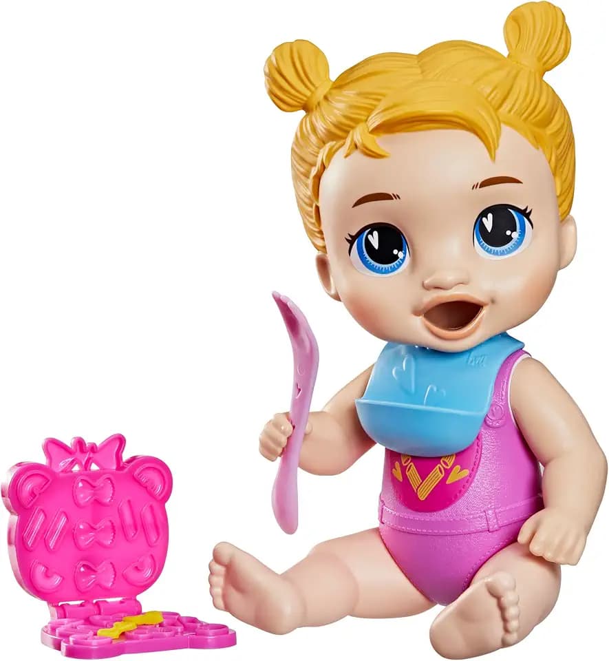 Baby Alive Dinnertime Creations, Blonde Hair Doll with Play Food Accessories, 11 inches, Toys for 3+ Year Old Girls and Boys