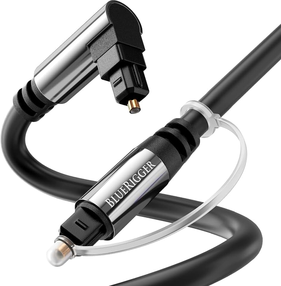 BlueRigger 90° Toslink Digital Optical Audio Cable 15FT - Fiber Optic Cable