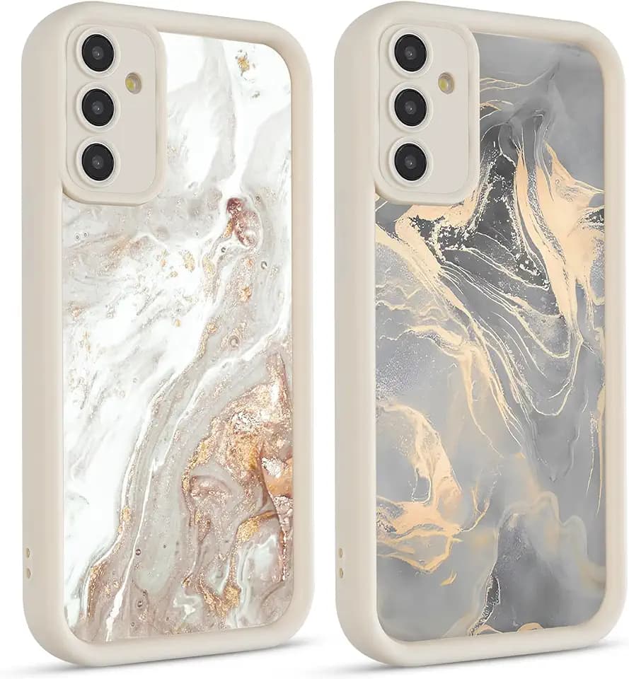 Coiwxmoi 2 Stück Handyhülle für Samsung Galaxy A26 5G Hülle, Aesthetic Marmor Muster Design Mädchen Frauen Schutzhülle, Silikon Cover Erhöhte Displayränder Y2K Case für Samsung A26 5G 6,64", Schwarz