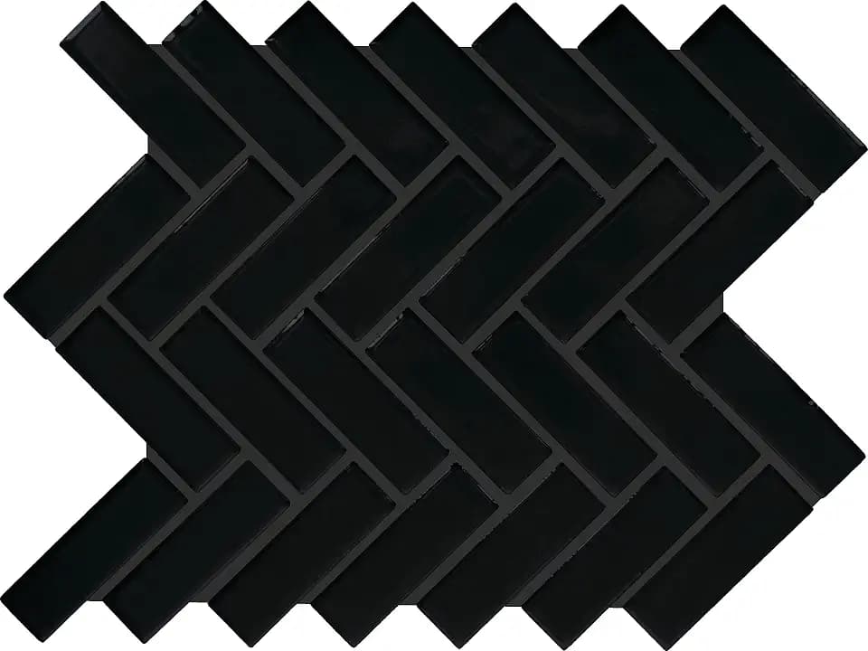 1" x 3" Ceramic Herringbone Mosaic in Semi-Gloss Black for Kitchen Backsplashes, Bathroom Walls, Decorative Accents | (10 PC Per Carton) (6 SQFT Per Carton)