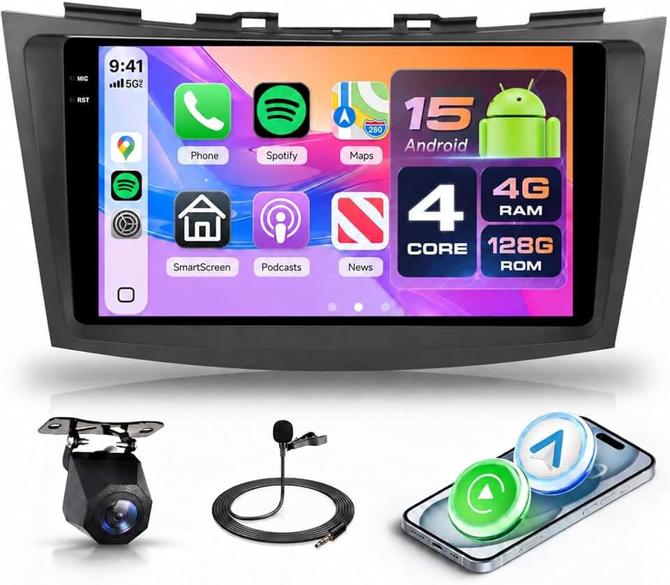 Android 15 Car Radio Stereo for Suzuki Swift 2011-2017, Wireless Carplay