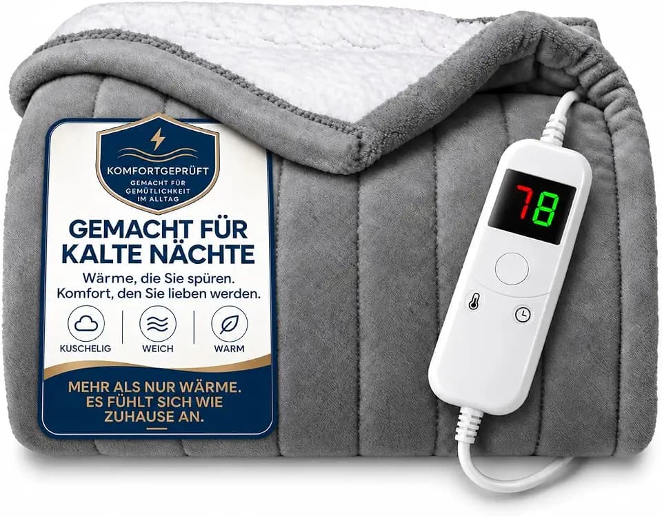 L'AGRATY Heizdecke 130x180cm, Überhitzungsschutz 6 Stufen Timer Waschbar