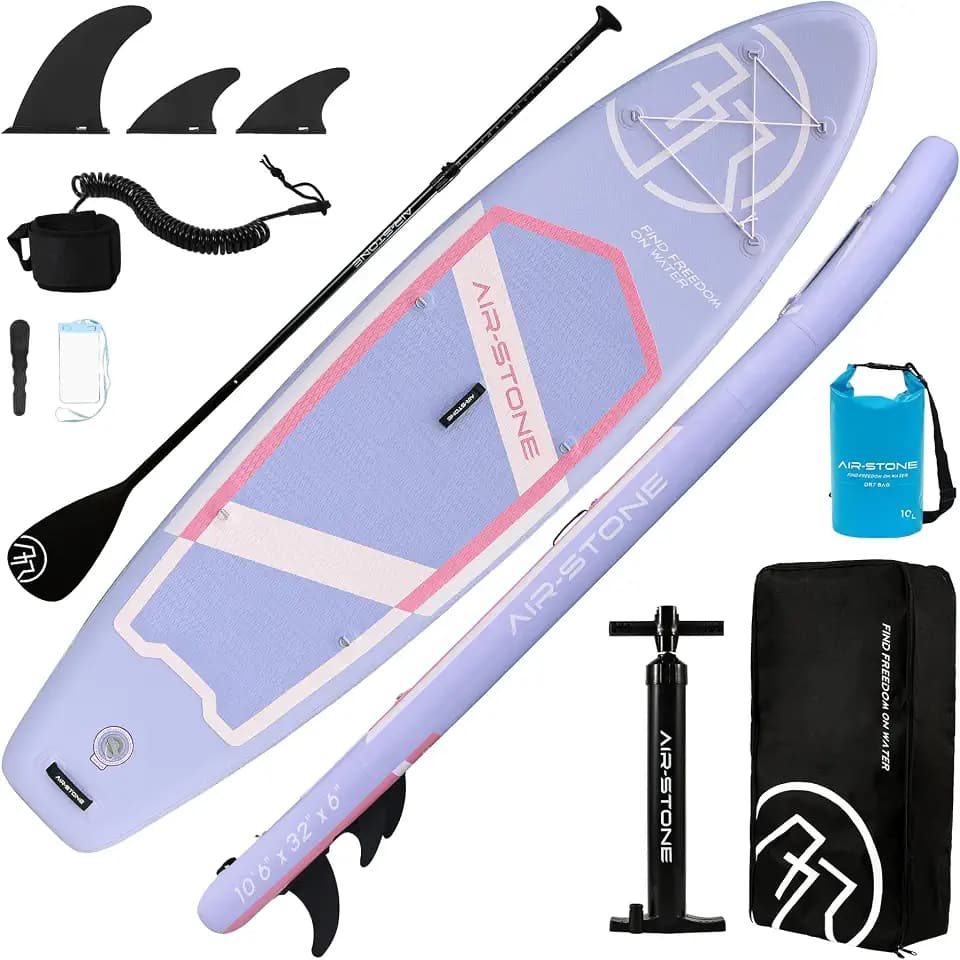 AIR-STONE 10'6” 450 lb Capacity，Inflatable Stand Up Paddle Board with sup Accessories Including Backpack, Repairing Kits, Non-Slip Deck, Leash, 3 Fins, Paddle and Hand Pump