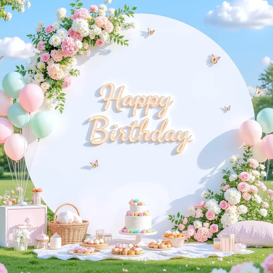 6.6 FT White Round Backdrop Cover for Circle Balloon Arch Stand Stretchy