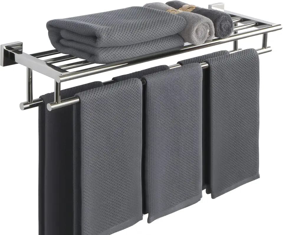 SAYAYO Handtuchhalter Wand 70cm Gästehandtuchhalter mit Ablage Poliert