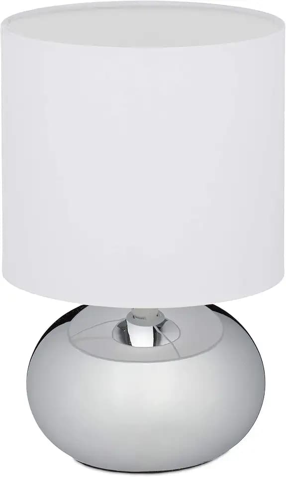Relaxdays Nachttischlampe Touch dimmbar, Silber